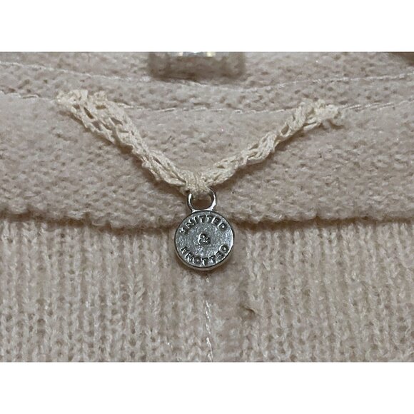 Knitted and Knotted Wool Cardigan S Cable Knit Fisherman Neutral 100% Wool - Picture 5 of 11